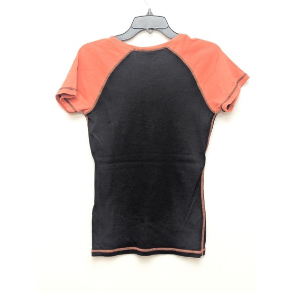 Harley Davidson Black & Orange Women's Short Sleeve Shirt Size Med Classic Biker - Picture 2 of 5